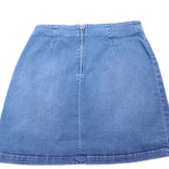 Free Spirited Wild Fable Sexy Denim Mini Skirt Mid Wash Blue W4 Straight Stretch - Picture 3 of 11